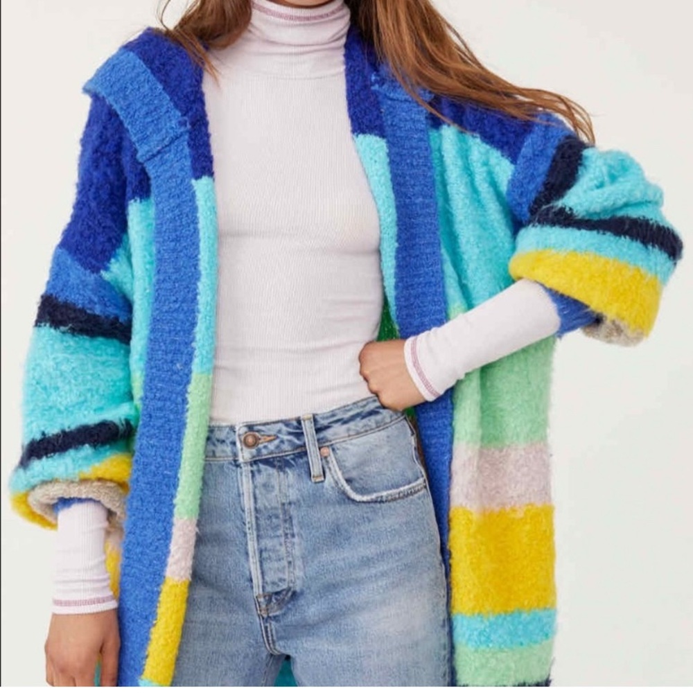 Free People Dream Team Cardi Striped Hoodie Size XL - Picture 3 of 7